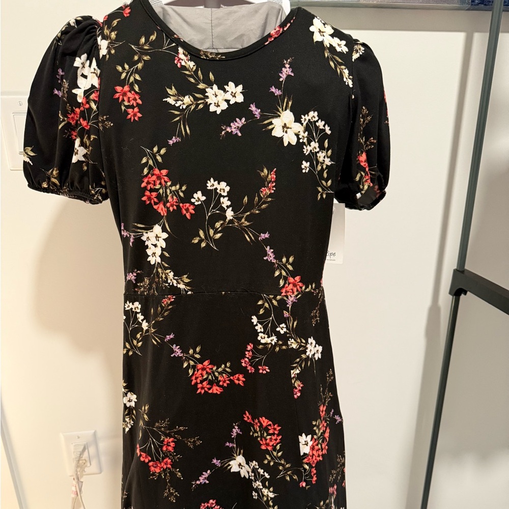 Ripe Black Dress with Floral Design